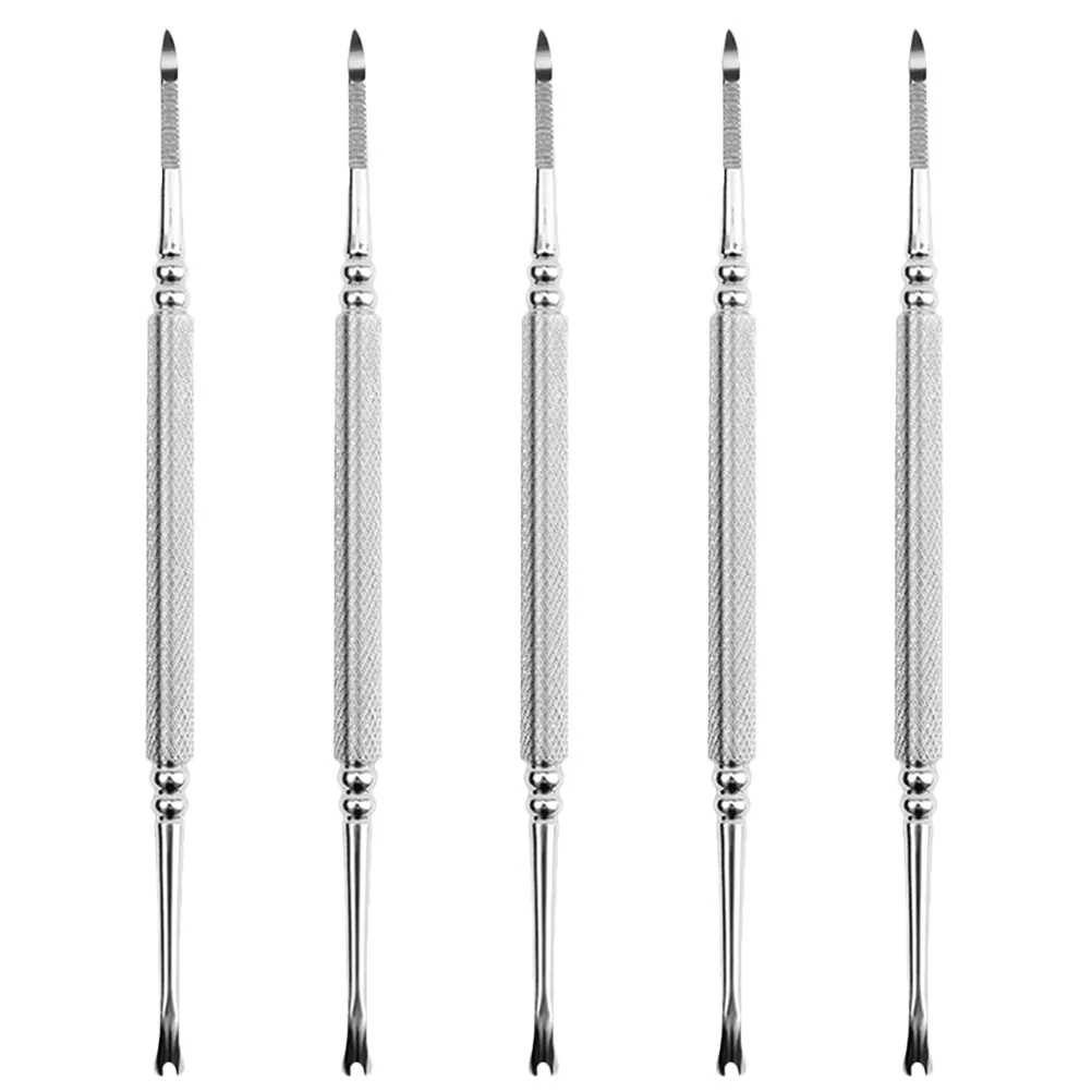 

Набор из 5 предметов для маникюра и педикюра: двусторонние инструменты для чистки ногтей с глянцевым покрытием, вилка для удаления кутикулы и омертвевшей кожи