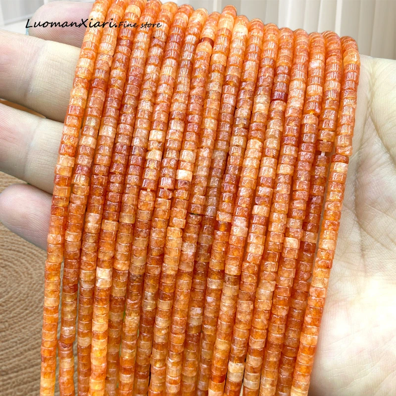 

Freen Shipping 10pcs Natural Stone 2x4mm Rondelle Orange Color Chalcedony Spacer Beads for Jewelry Making Diy Bracelet Charms