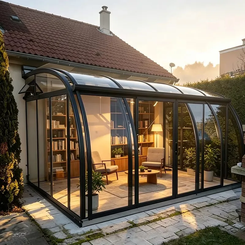 Modern Flat Roof Aluminum Glass Sunroom UV Protection For Courtyard