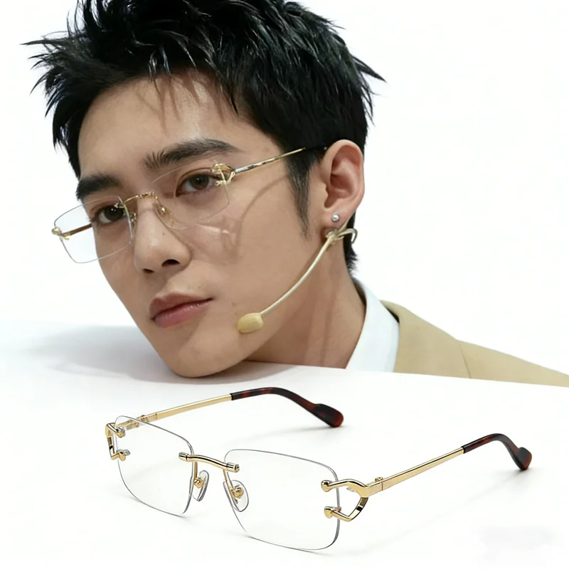 

Qua Lightweight Pure-Titanium Business Rimless Frame Unisex Big Square Glasses 44 53-18-145 for Prescription Eyewear