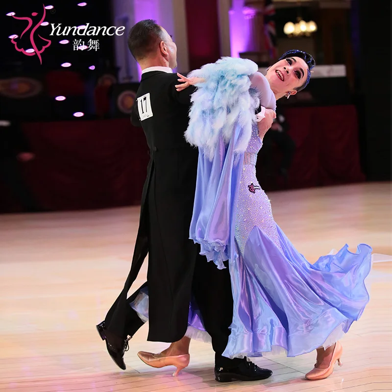 B-23058 Custom New International Standard Ballroom Dance Dress High Quality Pearl Silk Ballroom Dance Dresses for Sale