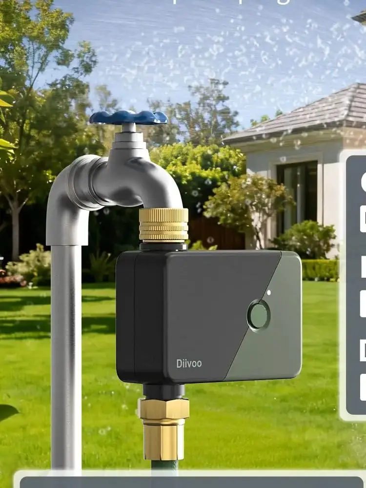 Diivoo WLAN-Bewässerungstimer für 1 Zone Gartenbewässerungssystem Intelligenter Programmierbarer Automatischer Bewässerungscontroller für Rasen