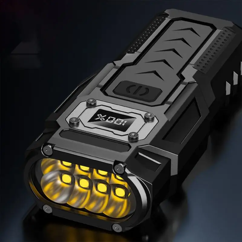 Bright Flashlight Rechargeable Compact Magnetic Flashlights Battery Life Indicator Waterproof Work Light For Outdoors Home