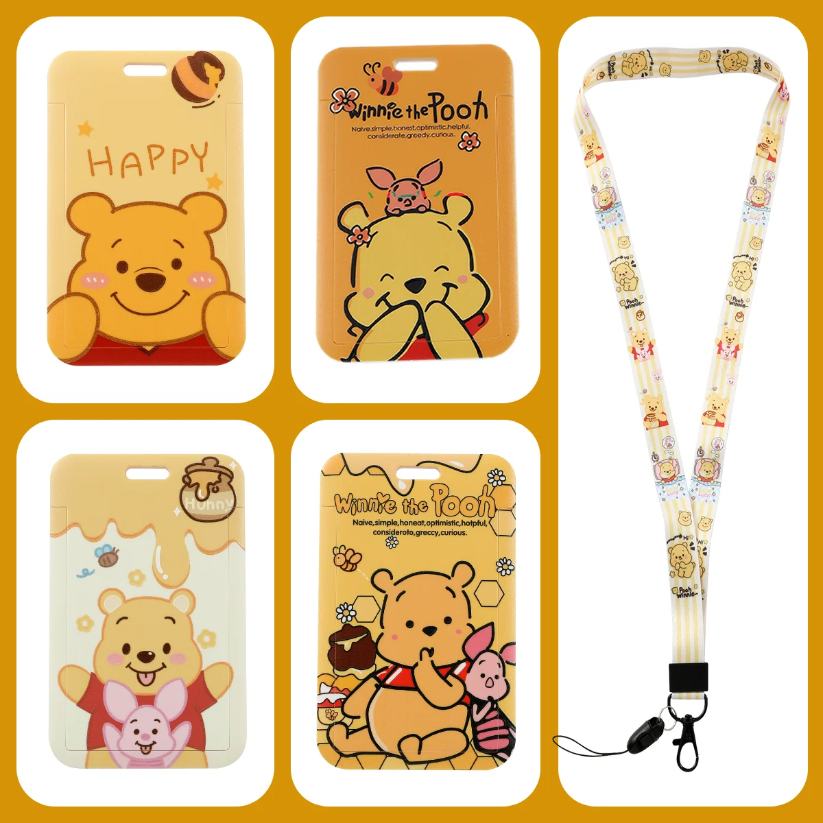 Disney Winnie the Poop Cartoon Lanyard for Keys Keychain Badge Holder ID  Subway Card Pass Hang Rope Lariat Phone Charm Gift