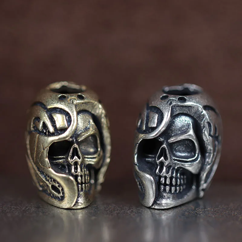 Skull Head Helmet Brass Knife Beads EDC DIY Paracord Woven Bracelets Lanyard Pendants Accessories Outdoor Tool Hangings Charms ﻿