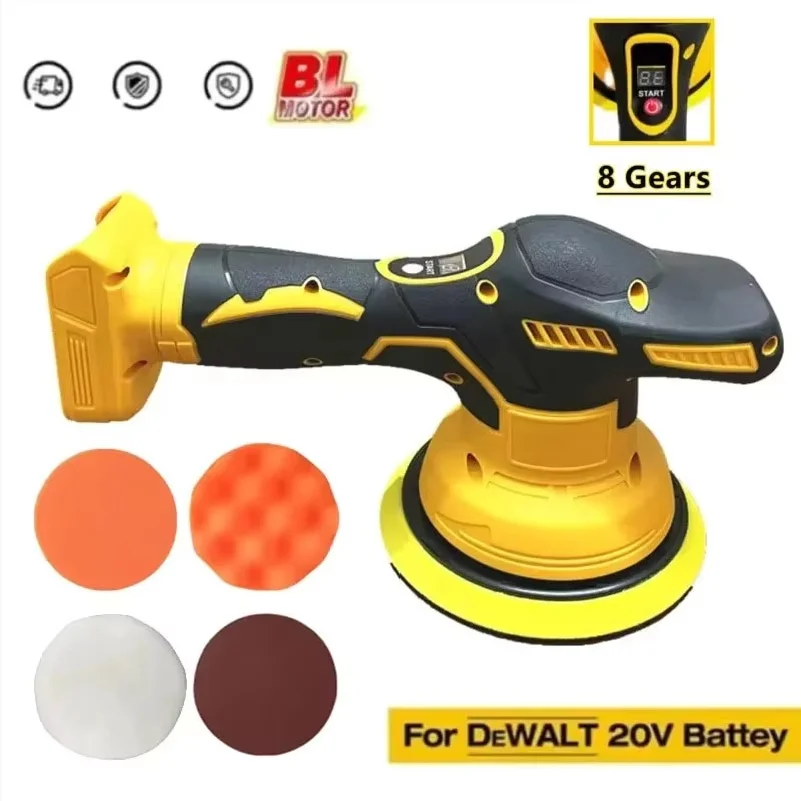 Fit for DeWALT 20V Battery Electric Car Polisher 8 Gears Cordless Auto Polishing Machine Waxing Sanding Sealing Power Tools