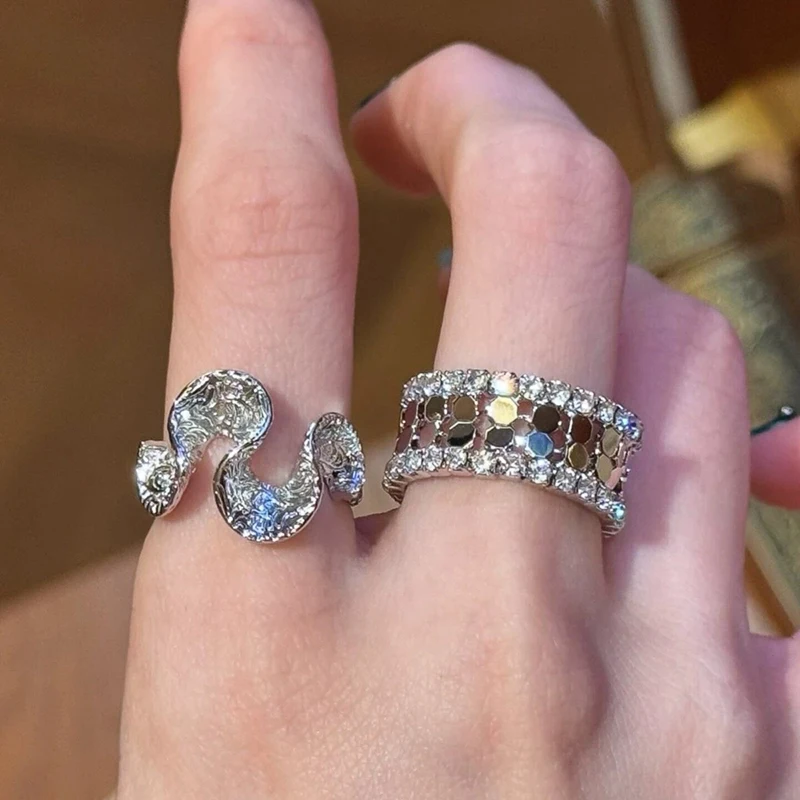 GANPUP Exquisite Glänzende Zirkon Verstellbare Fingerringe für Frauen Süße Mode Neuer Ring Schmuck Geschenk Party anillos mujer – Detail 4