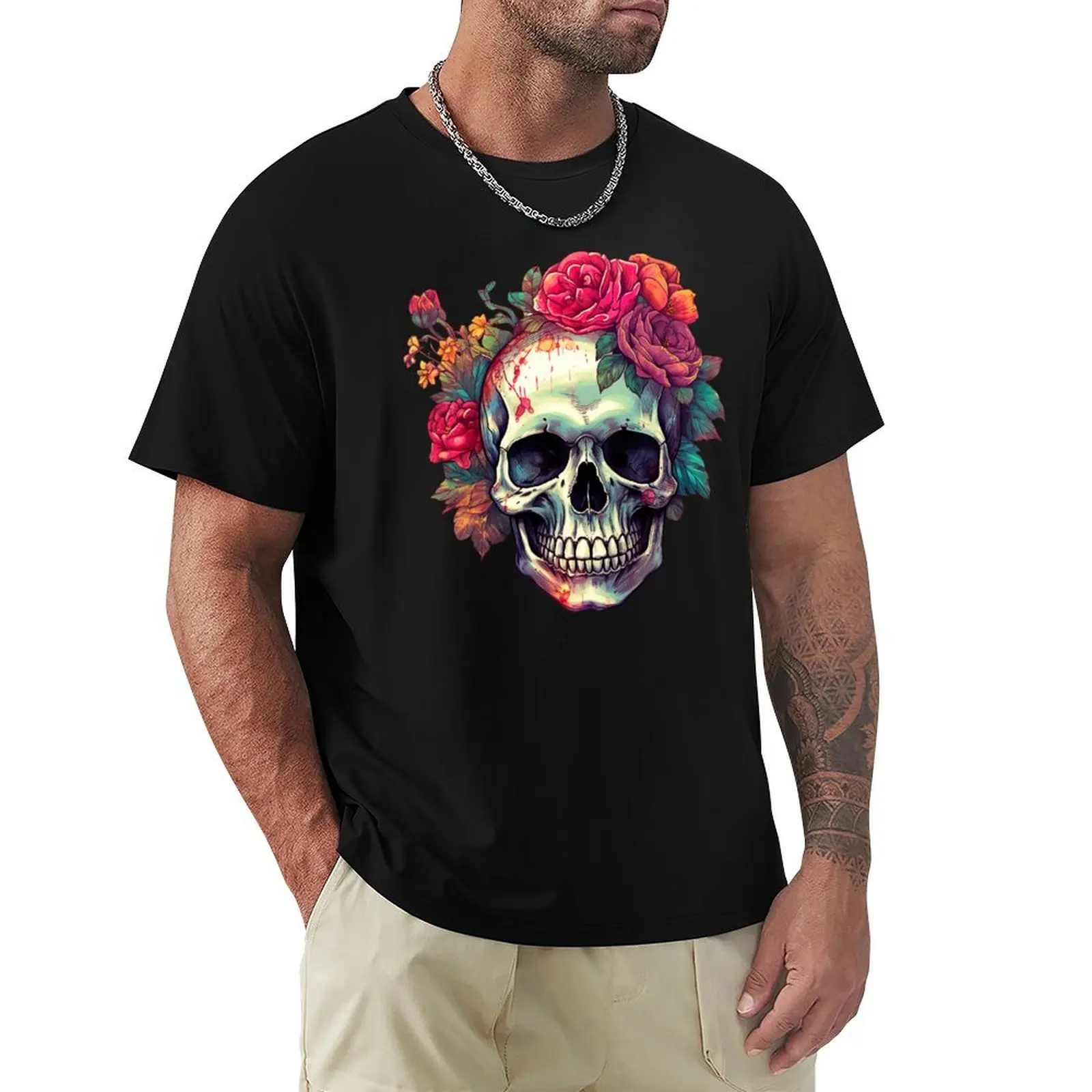 

Sugar Skull T-Shirt T-shirts man kawaii clothes funny shirt cotton funny t shirts for men