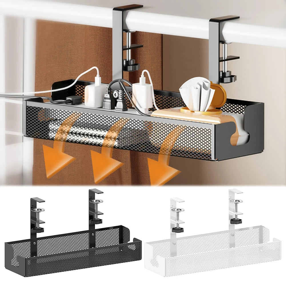 Under Desk Cable Management Trays No Drill Clamp Mounted Cord Organizer Wire Cord Organizer for Managing Cables Power Strips