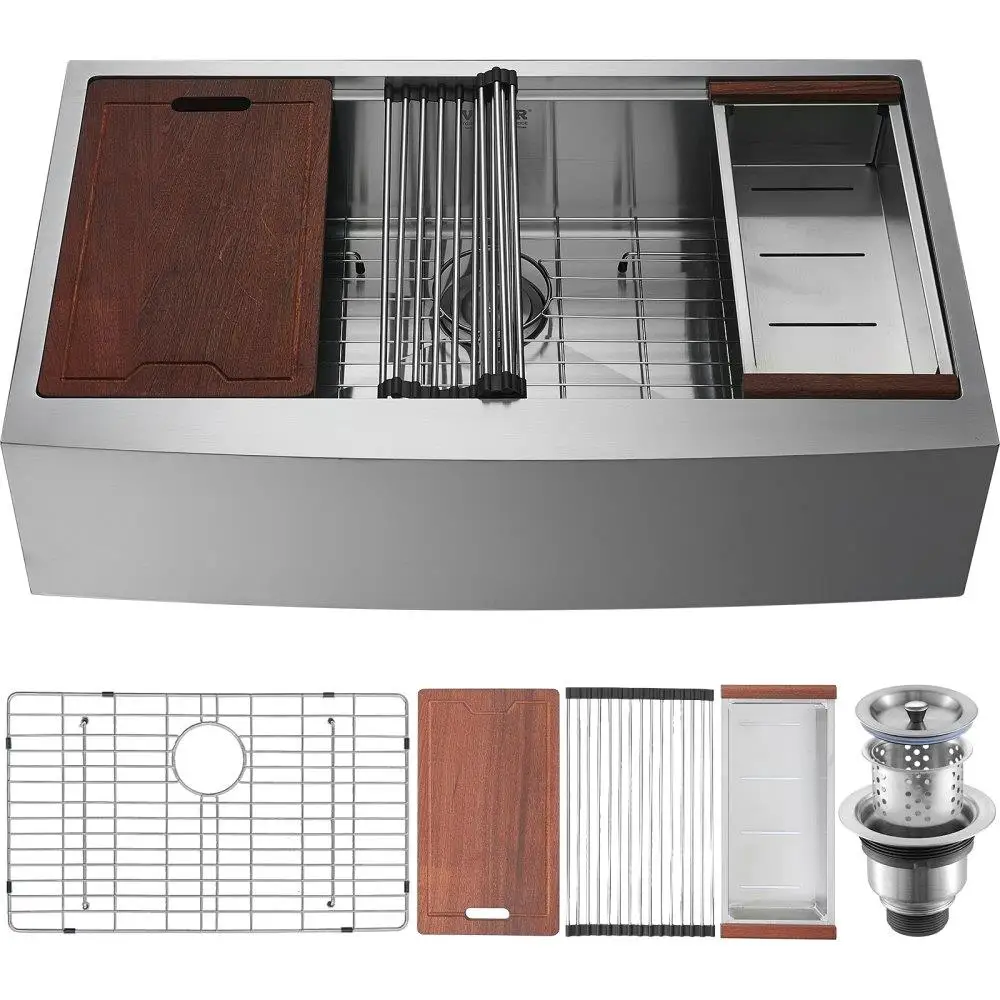 

Farmhouse Kitchen Sink 304 Stainless Steel Drop-In Single Bowl Ledge for Prep Kitchen Bar Sink 30 inch