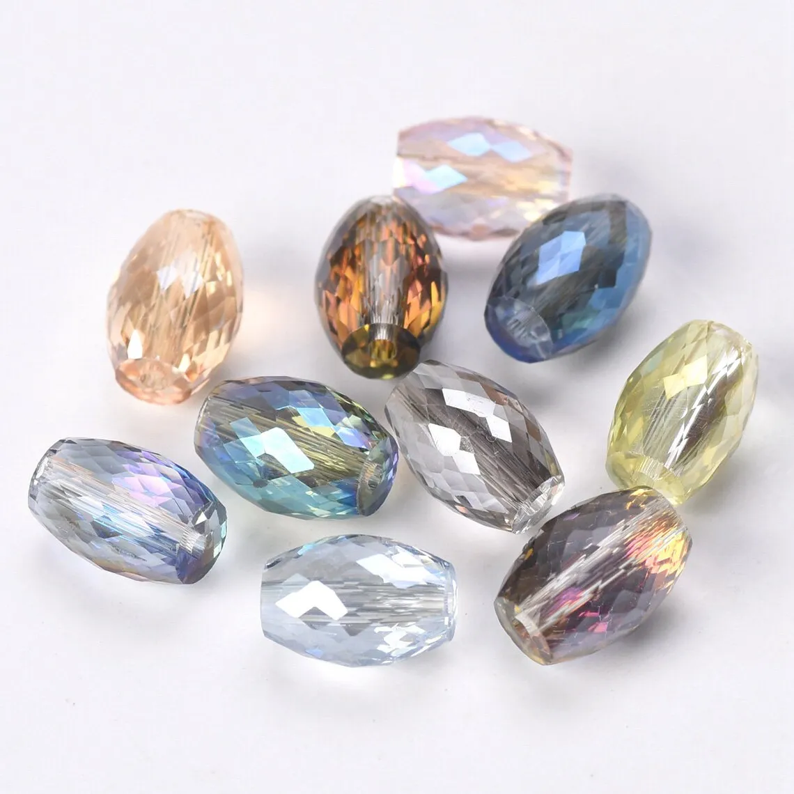 Perles ovales en verre cristal taillé à facettes, perles artisanales pour bijoux, bricolage exécutif, 10x6mm, 12x8mm, 10 pièces
