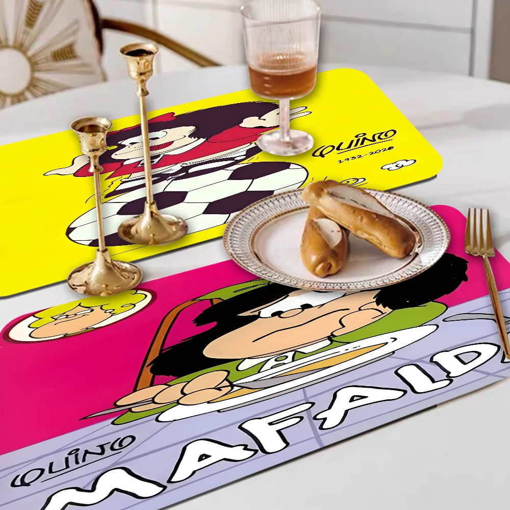 

Cute Cartoon Mafalda Kitchen Tableware Dish Drying Mats Desk Drain Pad Heat Resistant Counter Top Mat Non-slip Draining Placemat