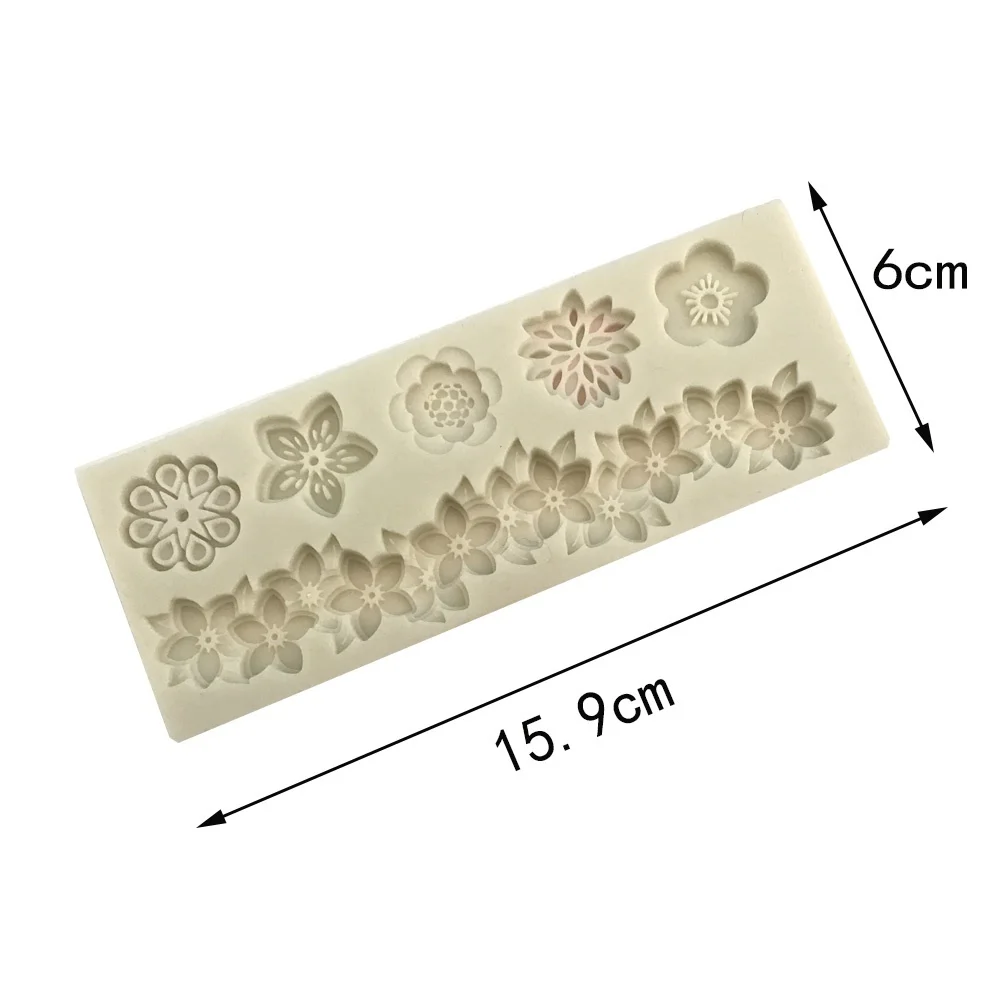 Mixed Flower Style Fondant Silicone Mold Handmade Flower Bouquet Mould Cake Surround Decoration Soft Candy Baking Accessories