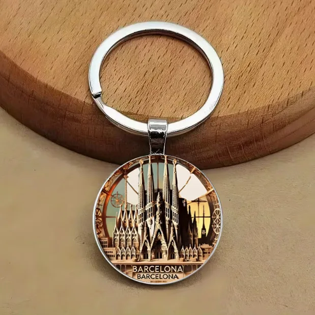 keychain barcelona Perfect Gift for Mini City Landscape Travel, Birthdays, anniversaries, and Festivals