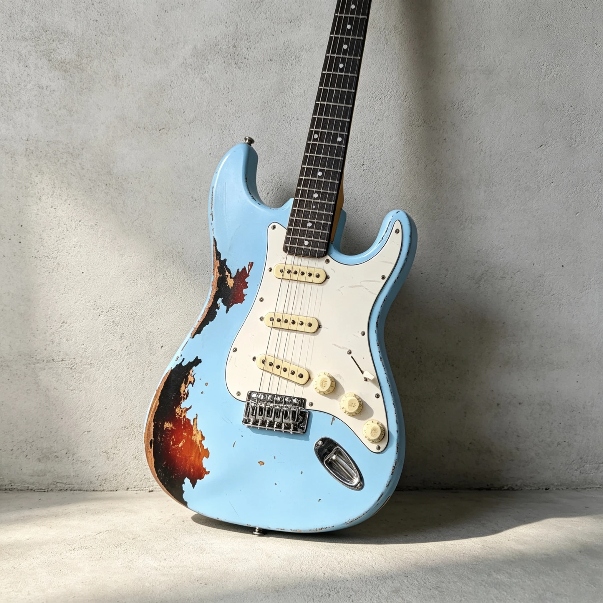 Vintage Blue Rustic Electric Guitar S-S-S Pickup Rosewood Fingerboard Suitable for Beginners And Advanced Players