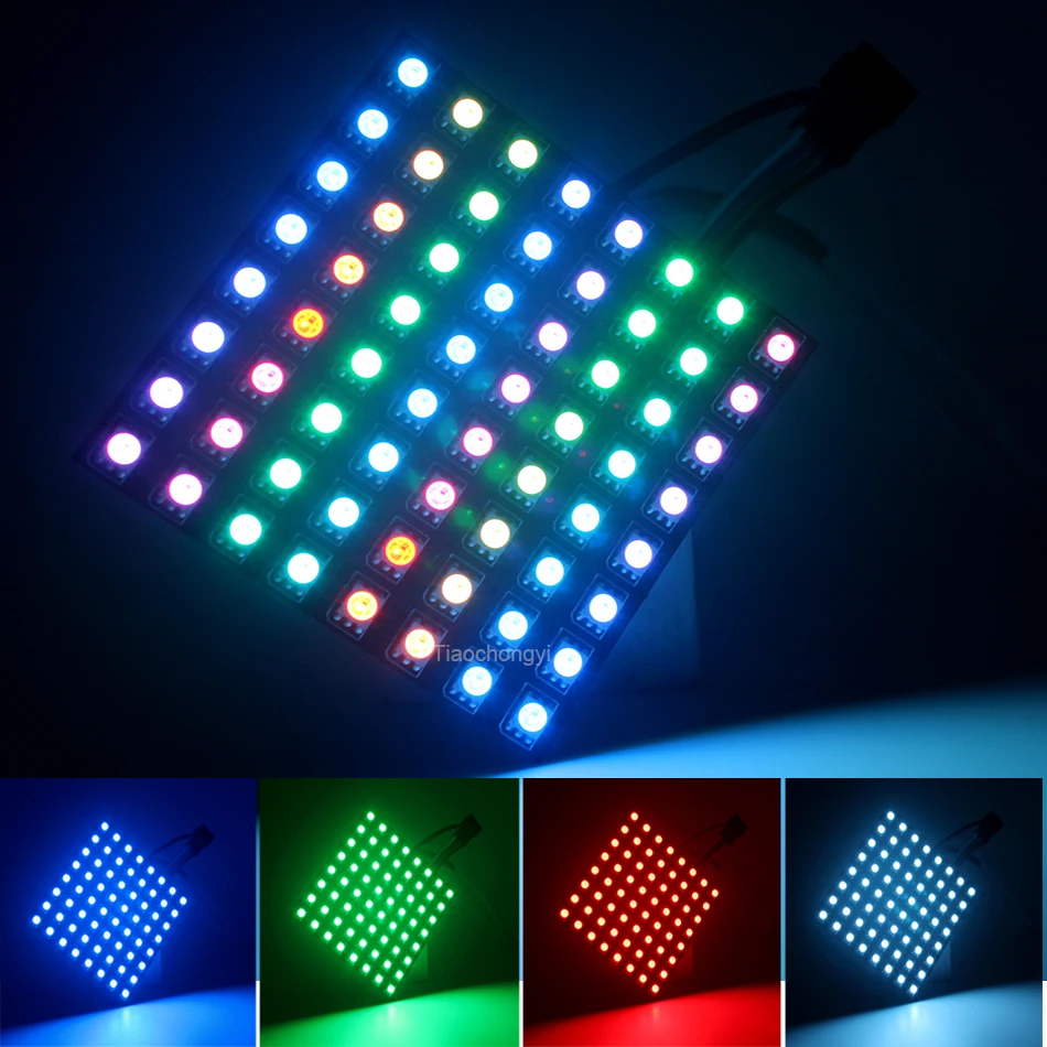 WS815 WS2812B 8X8 16X16 8X32 DC12V 5V LED Pixel Panel Flexible Screen WS2812 RGB Led Module Individually Addressable LED strip