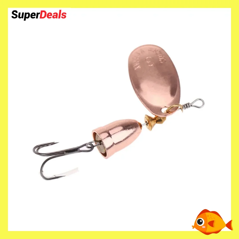 6g Artificial Spinner Metal Hard Lure Rotating Brass Spoon Bait Treble Hook Fishing Tackle For Pike