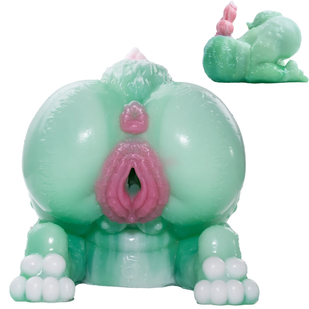 ORALSX Soft Silicone Male Masturbator with 3D Textured Realistic Animal Vagina Pocket Pussy Dual Tunnels For Man Penis Training