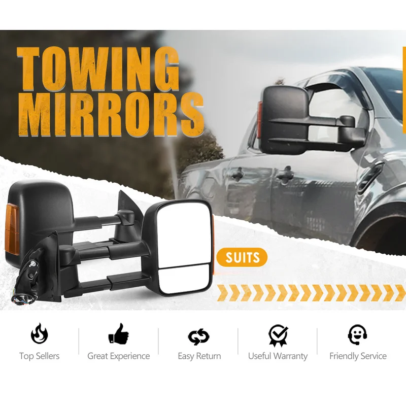 High Quality RHD Foldable Extendable Towing Side Mirrors Fit For 2012+ Pickup
