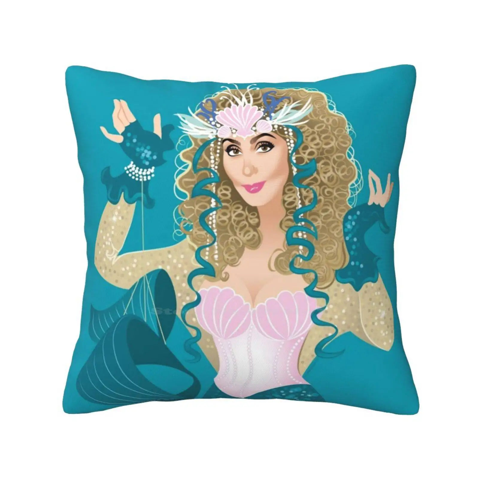 Mrs. Flax Fashion Sofa Throw Pillow Cover Pillowcase Alejandro Mogollo Art Alejandromogolloart Alemogolloart Mermaids Pop Diva