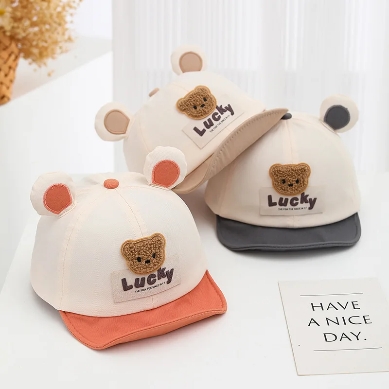 

Cute Baby Bear Duck Tongue Hat Cartoon Toddler Peaked Cap 1-3Year Boy Girl Children Soft Brim Baseball Hats Kids Sunscreen Visor