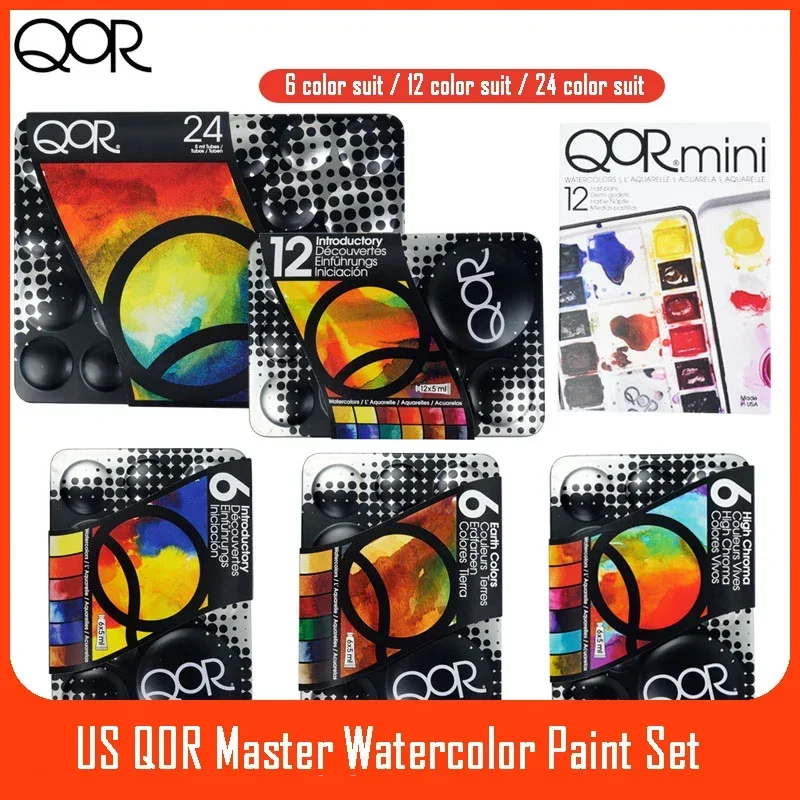 

US QOR Artistic Watercolor Paints Set Tin box Pigment Solid Paint Set Palette High Concentration for Artist Painting Drawing