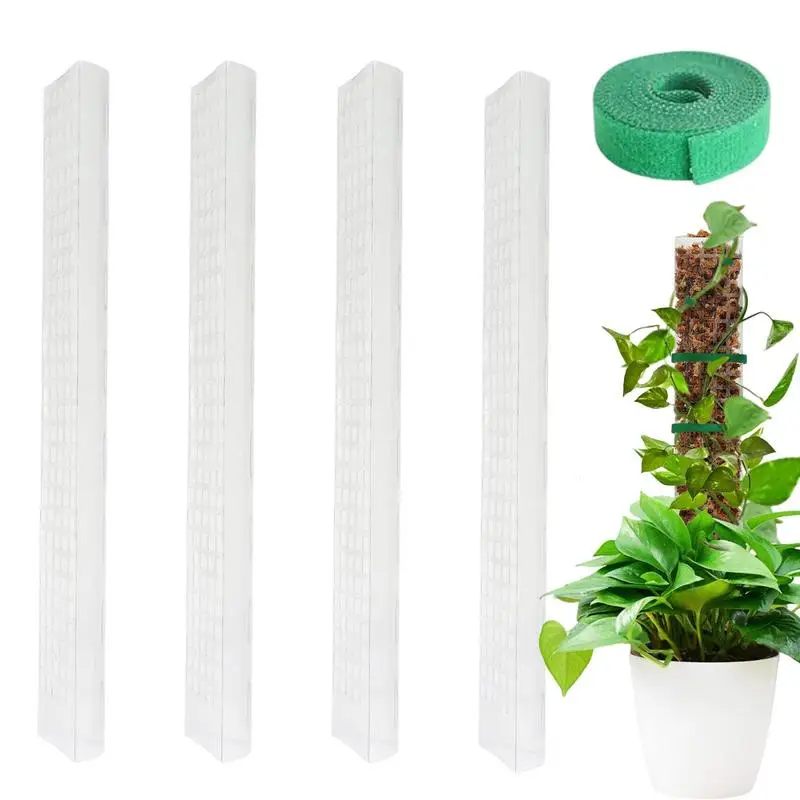 

2/4/6Pcs Moss Pole 61cm Reusable Plastic Plant Pole Stick Transparent Plant Support Weather Resistant Moss Stick For Garden