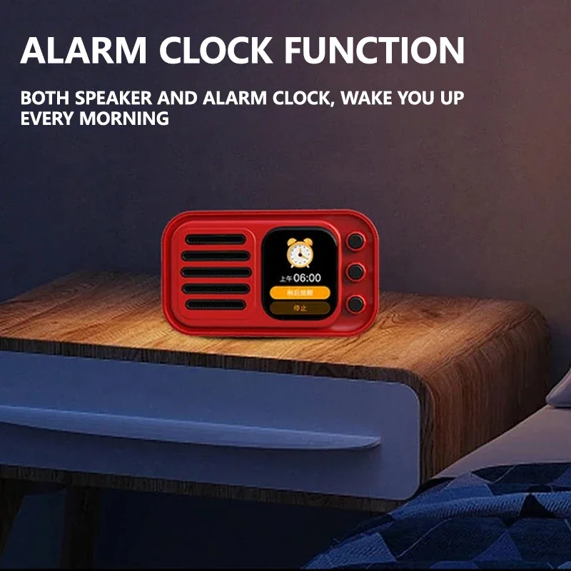 Mini Touch Screen Bluetooth Speaker Wireless Hifi TWS Stereo Soundbar Portable FM Music Player with Alarm Clock Lyrics Display