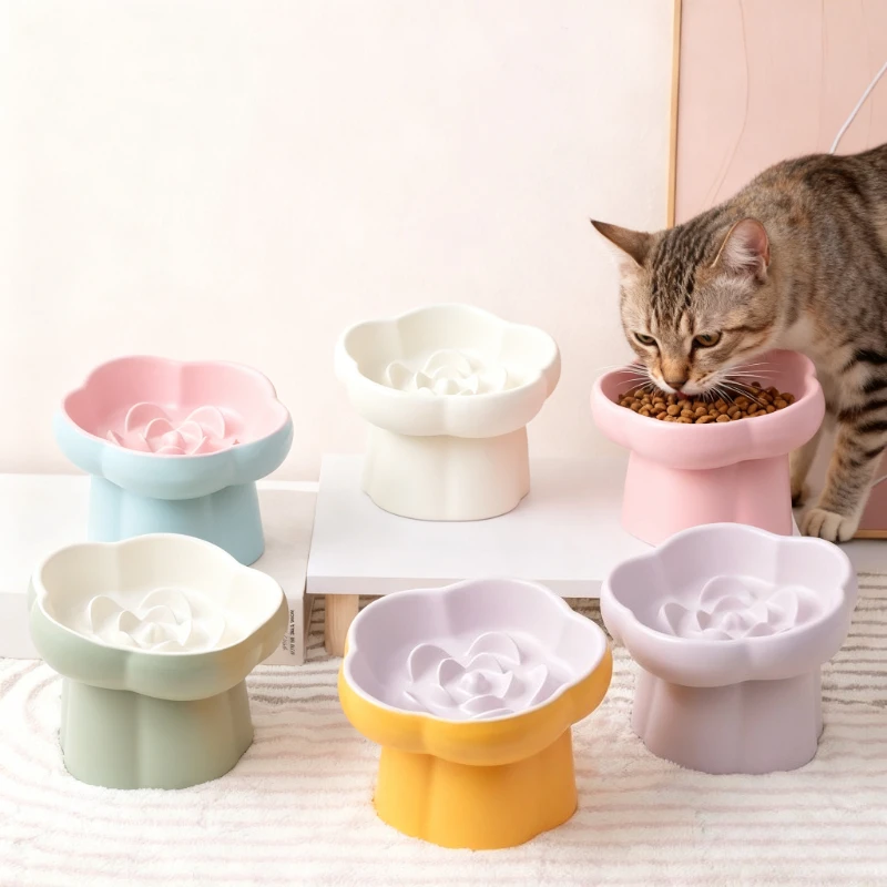 

Ceramic Slow Feeder Dog&Cat Bowl-Anti-Choke Slow Eating Pet Food Dish with Anti-Tip Neck-Protecting Design,Pet Feeding Accessory