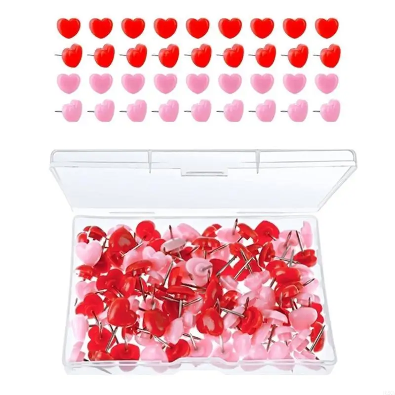 62ka 100 pcs decorative pushpins หัวใจดันพินโปสเตอร์พินแผนที่พินเครื่องใช้ในสำนักงาน