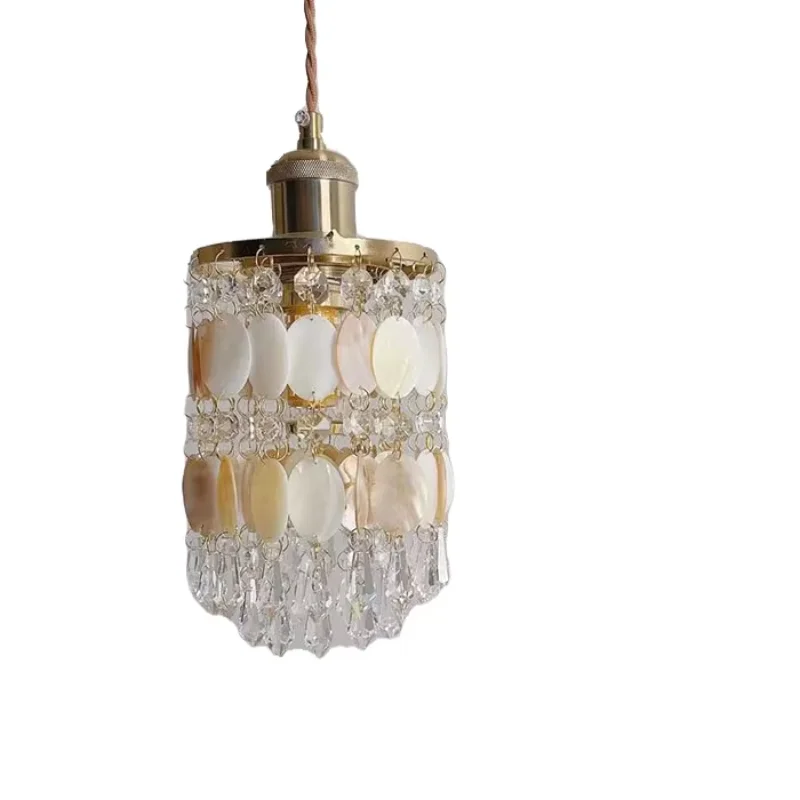 

Gold Shell Crystal Pendant Lights Postmodern Light Luxury Bedroom Bedside Lamp Nordic Restaurant Ceiling Decor Hanging Lighting