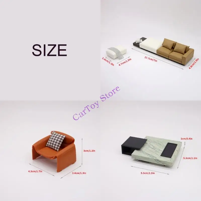 

Premium Micro Dollhouse Sofa Set With Plush Cushions And Biodegradable PLA Table For 1/20 Scale Models