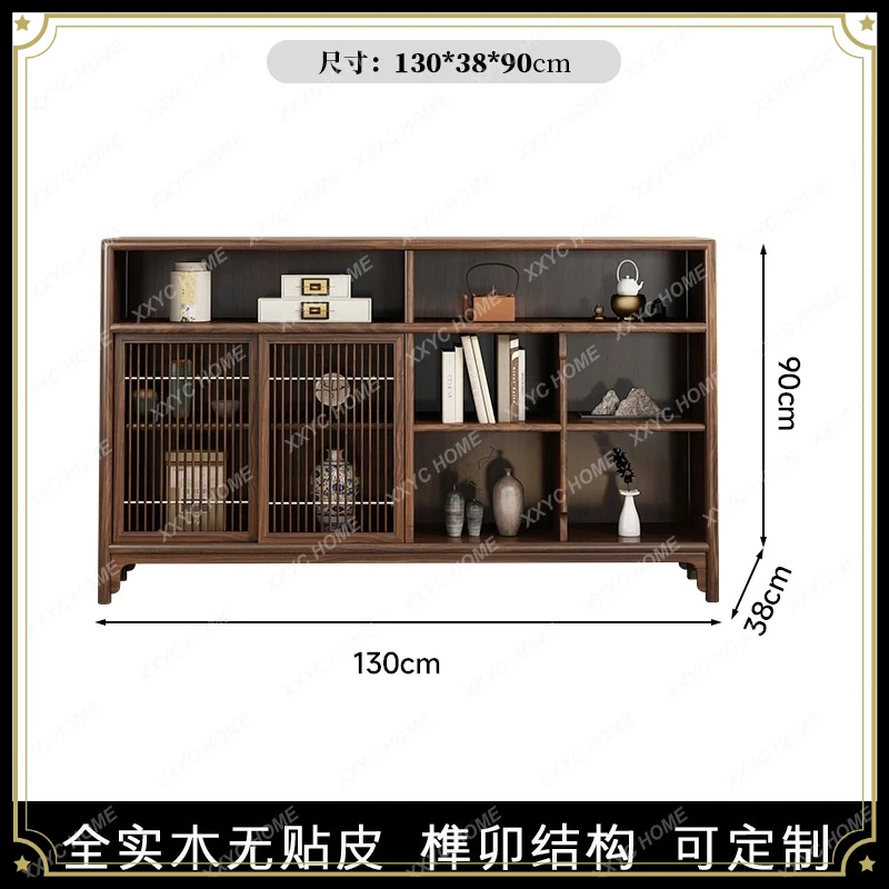 X-S North Mueble auxiliar de nogal negro para té, nuevo mueble de porche de madera maciza estilo chino, almacenamiento lateral para comedor, de alta gama HG