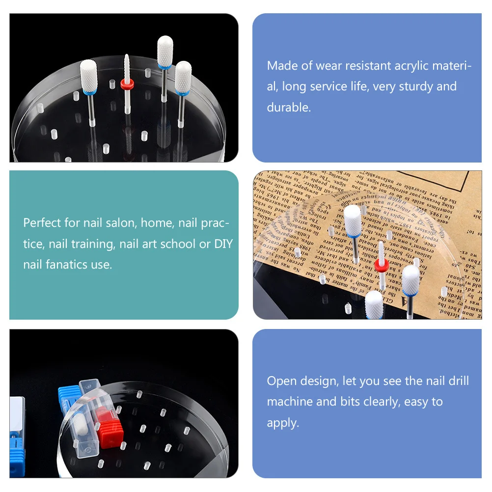 

Grinding Head Display Rack Acrylic Manicure Tool Organizer For Nail Salon Home Practice Nail Art School