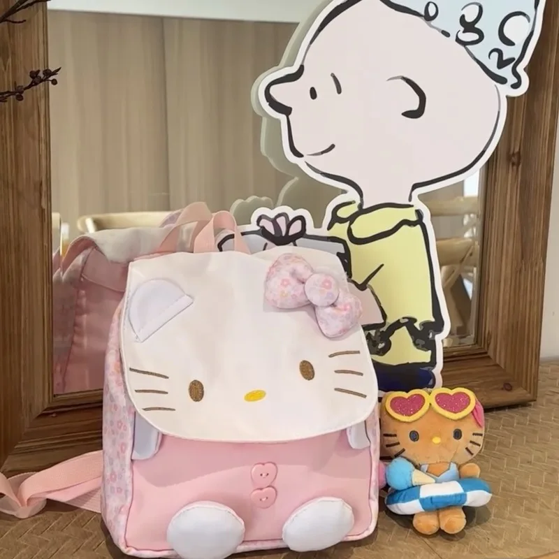 

аниме Hello Kitty Рюкзак девушка украшение Новый Школьная сумка кампуса студент Портативный Холщовая сумка Большая емкость Аксессуары Подарок