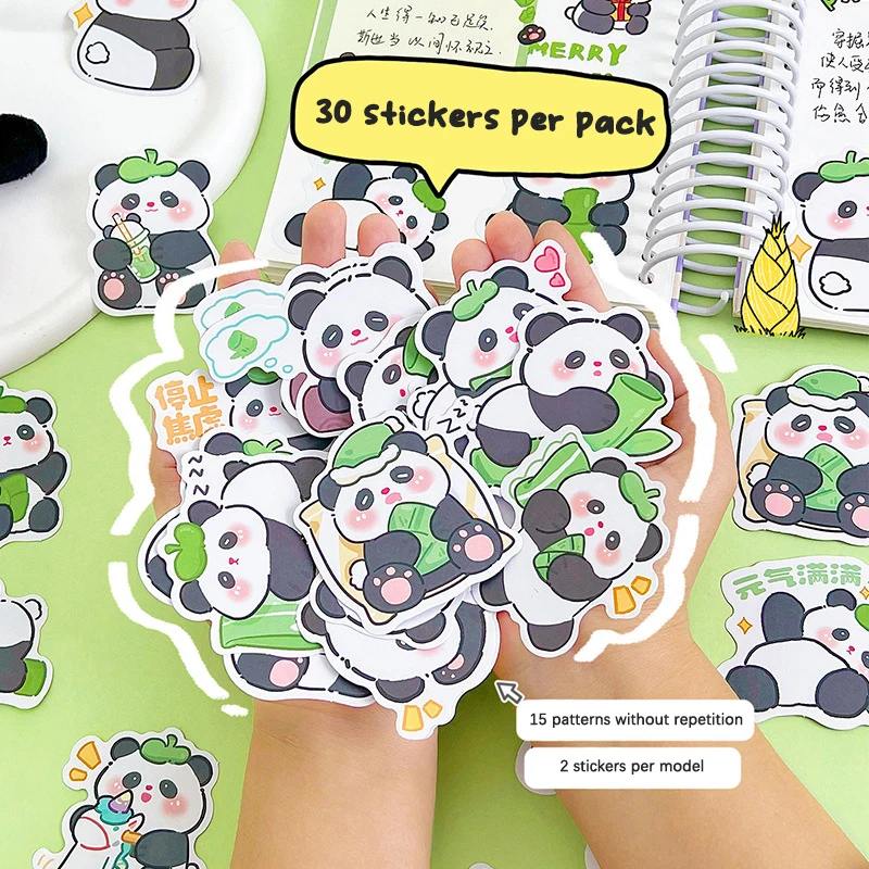 30Sheets Cute Kawaii Cartoon Capybara Panda Stickers Creative Diary Decoration Stickers Stationery Office School Children Gifts