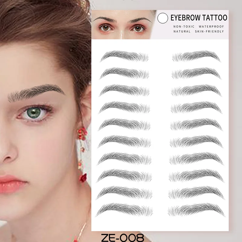 10pair/1sheet Waterproof Eyebrow Tattoo Sticker False Eyebrows Hair Like Waterproof Eyebrow Tattoo for Brow Grooming Shaping