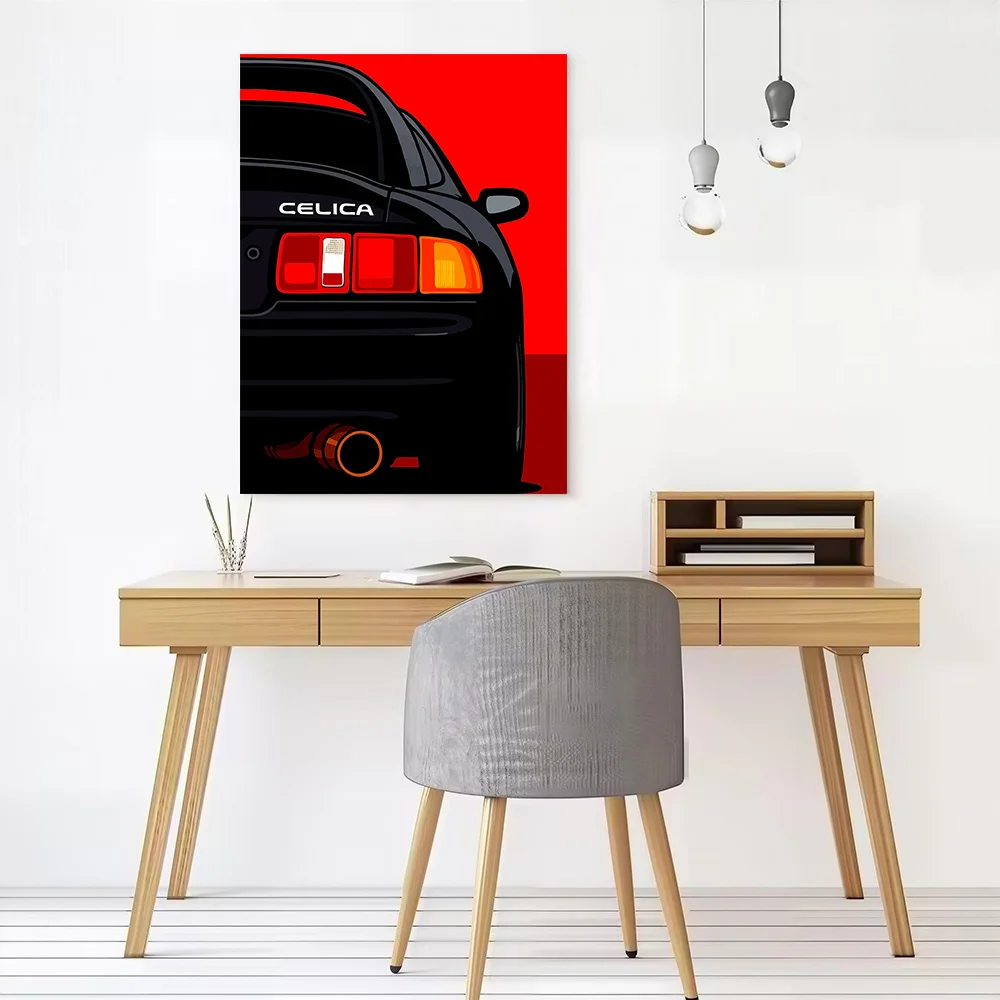 Black Celica Car Rear View Poster Canvas Wall Art Personalized Print Modern Painting Perfect Gift for Man's Room Decoration Home