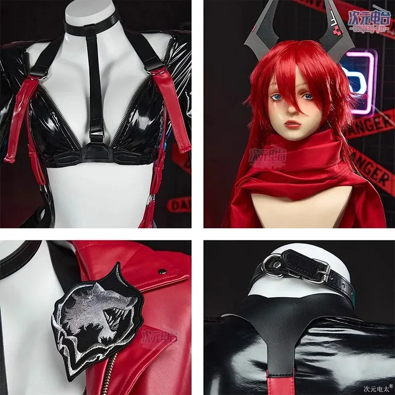 الرداء الأحمر الصغير تأثيري لعبة NIKKE زي شعر مستعار موضة الحلو بدلة سباق الزي هالوين حفلة لعب الأدوار الملابس ir;l5