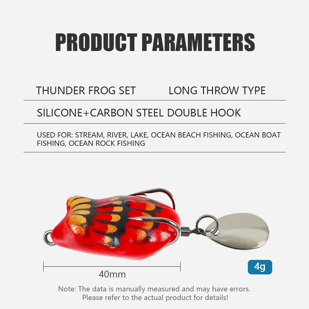 LUSHAZER 5 قطعة/الوحدة الطعم وهمية التايلاندية الرياح الرعد الضفدع العائمة 40 مللي متر/4 جرام صغيرة عالية الجودة الغراء لينة الضفدع الجسم الرعد الضفدع الأفعى #2