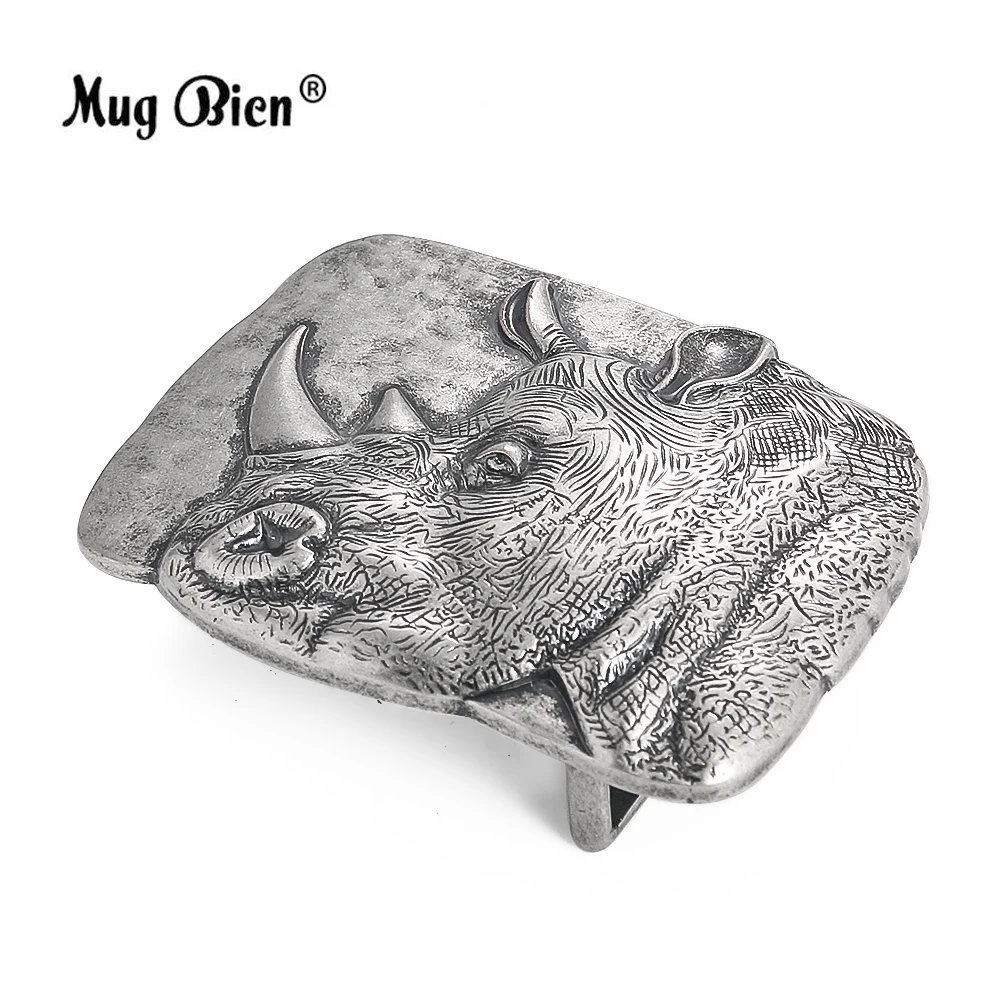 3D Heavy Metal Rhinoceros Western Belt Buckle Fierce Animal Waistband Buckle Handmade Belt Components Men\'s Jeans Accessory Gift