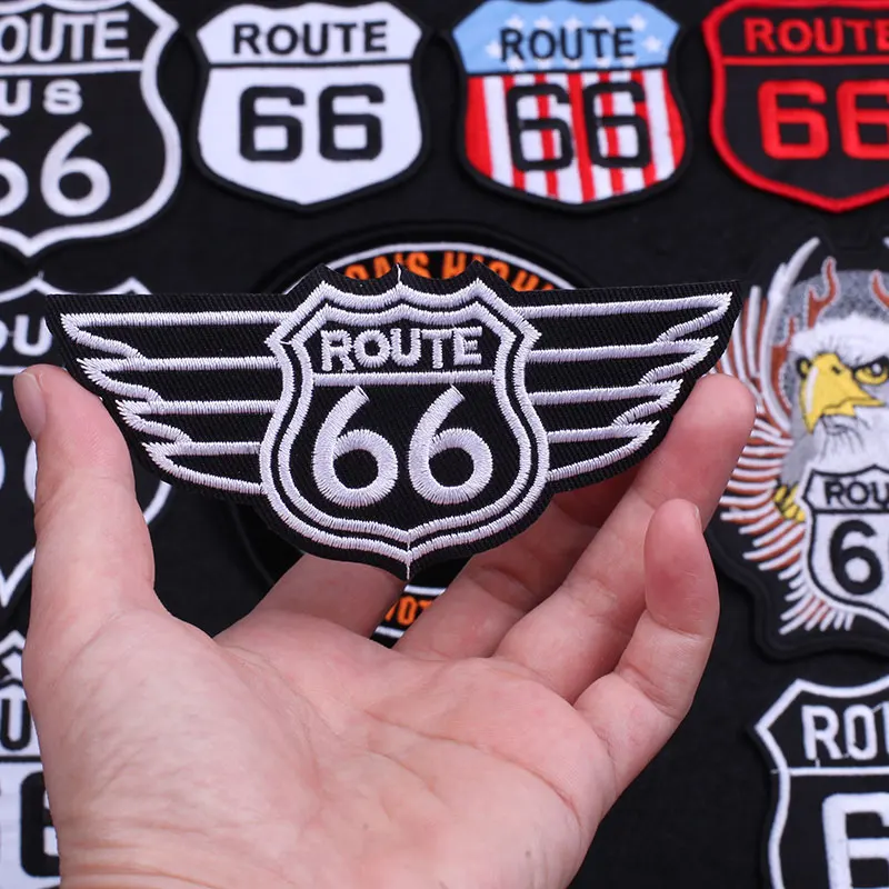 Parche de alas de águila ROUTE 66, parches para planchar en la ropa, apliques bordados, pegatinas para ropa, accesorios para ropa