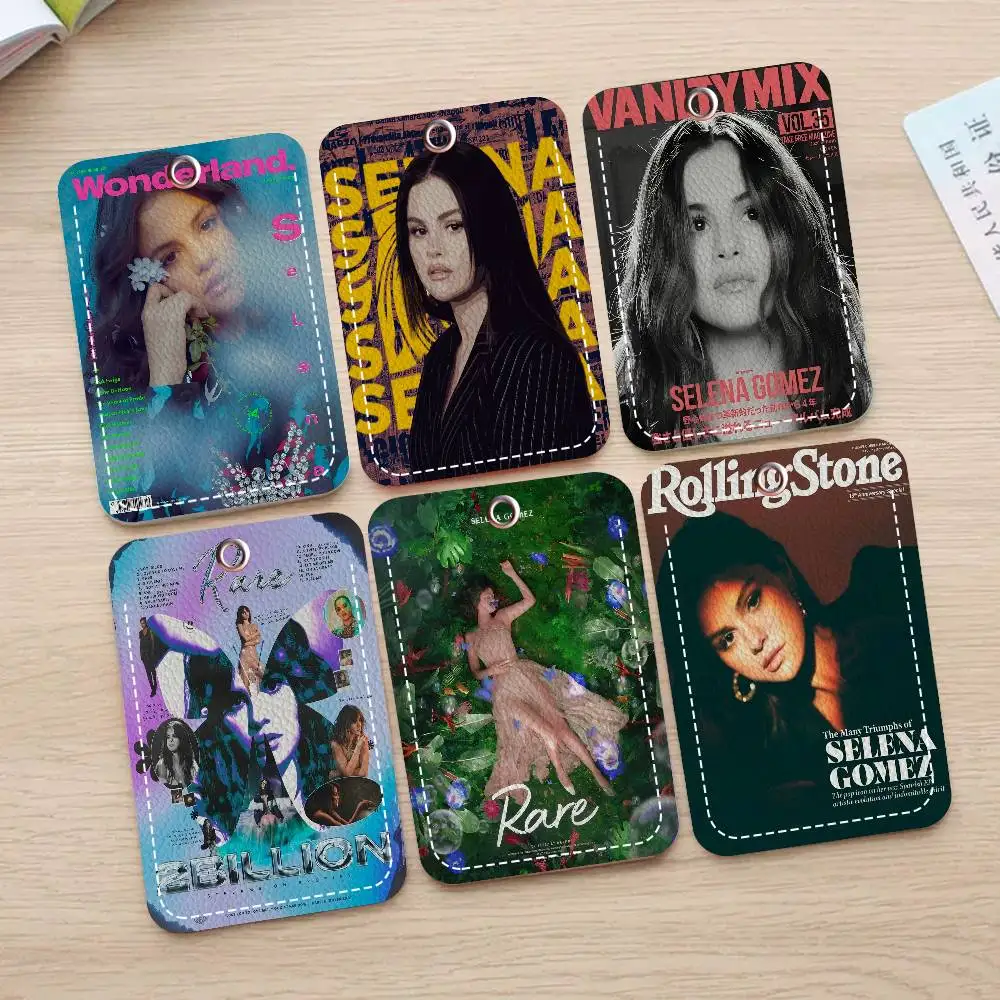 حامل شخصي للممثلة سيلينا غوميز مناسب لبطاقة البنك، مترو الأنفاق، محفظة بطاقات الحافلة، حافظة بطاقات، سلسلة مفاتيح حامل الشارة