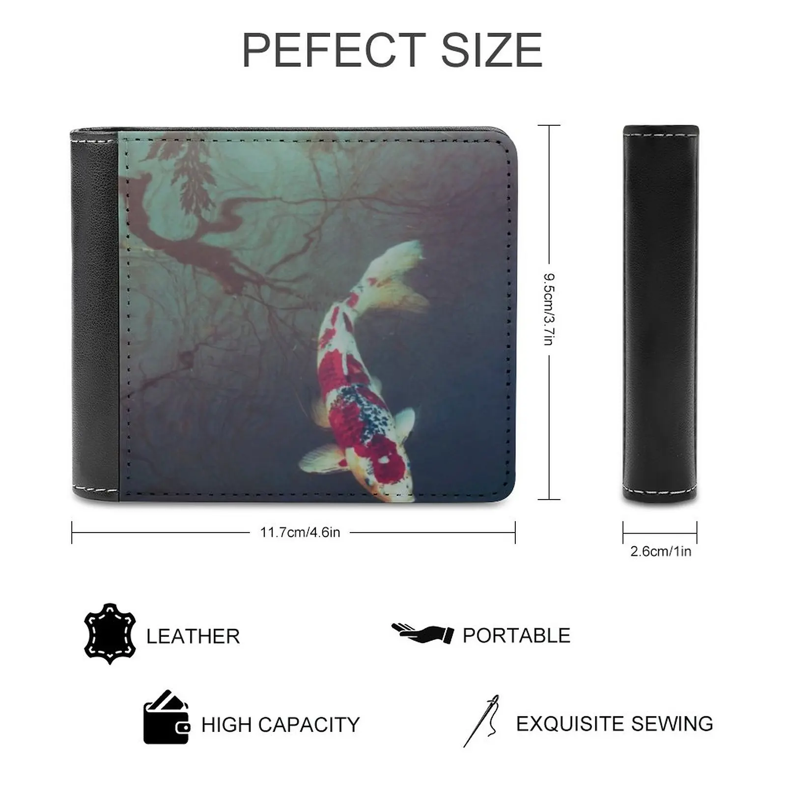 Pond Of Reflection New Men Wallets Pu Leather Men Purse High Quality Male Wallet Pond Aqua Koi Fish Zen Reflection Beauty Dark