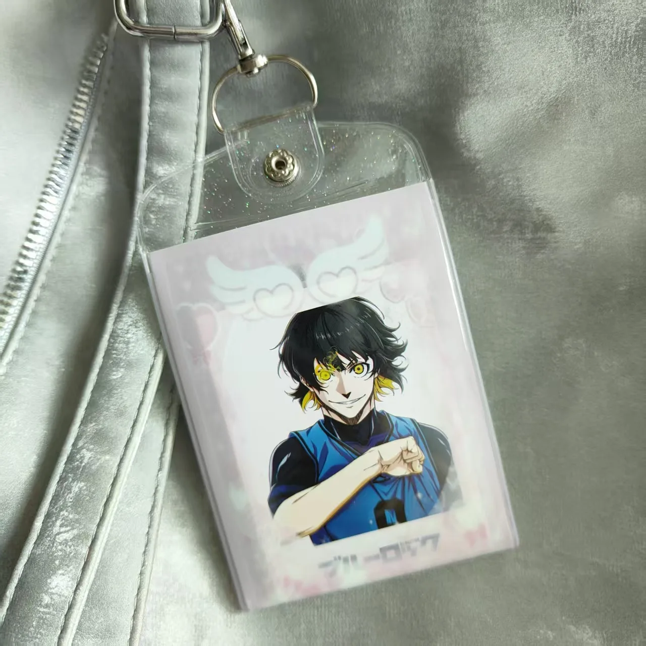 حامل بطاقات بسيط مزدوج الجوانب متعدد الجيوب مقاس 3 بوصات مع مشبك جراد البحر لمعرف الصور #3