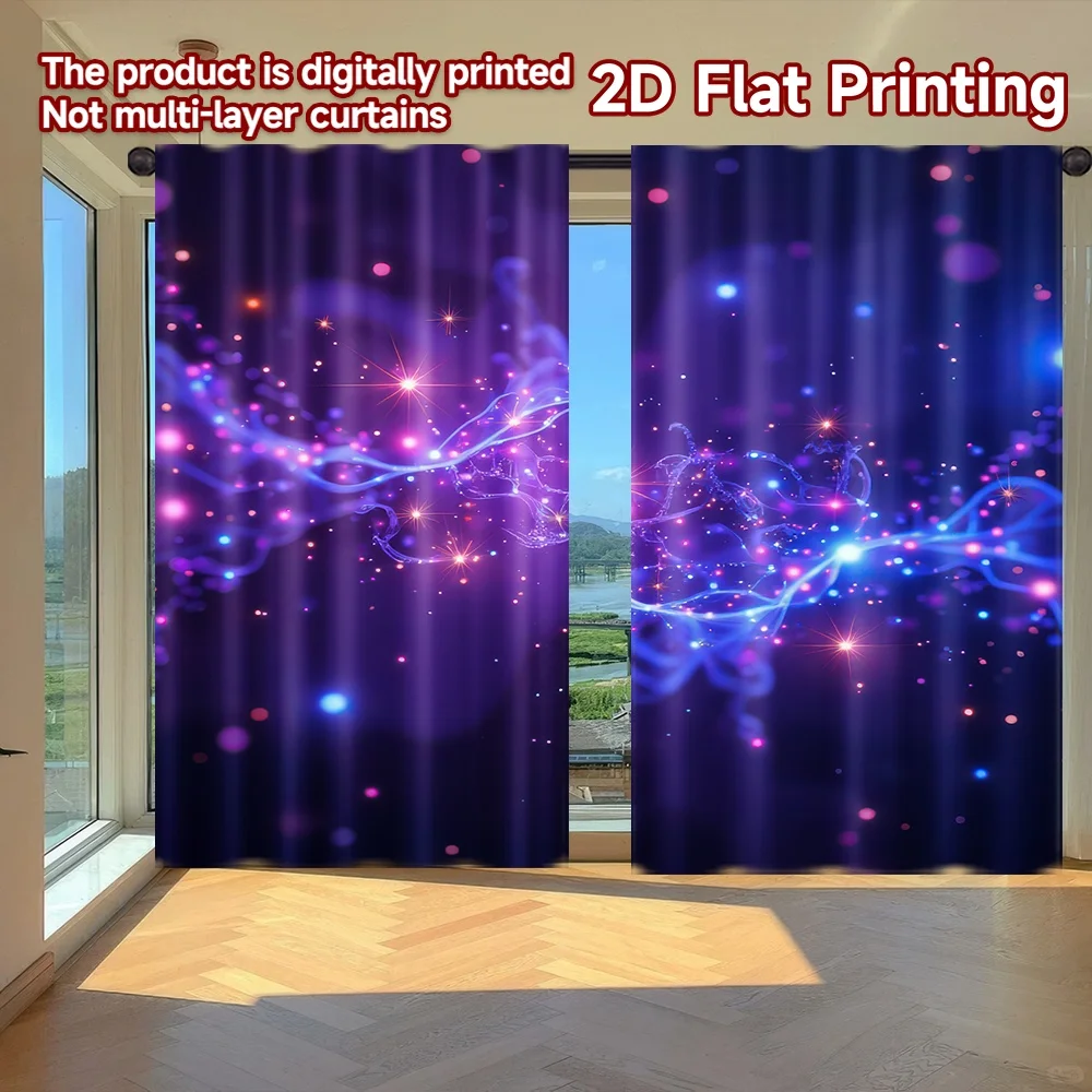 

2D flat printing 2pcs Drapes Cosmic Sparkles Digital Printed Polyester Drapes All Season Party & Holiday Decor Perfect for Photo