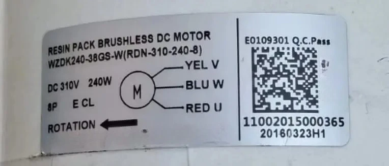New Central Air Conditioning DC Fan Motor 11002015000365 WZDK240-38GS-W DC310V 240W RDN-310-240-8 ZKFN-240-8-1