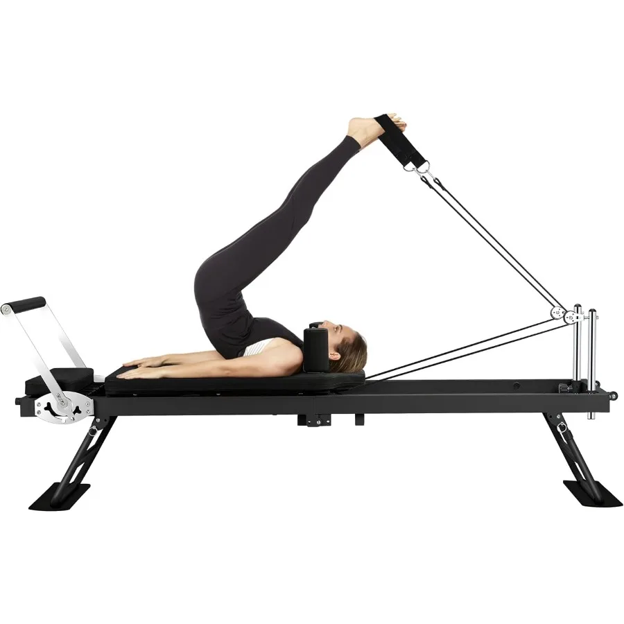 78 Máquina reformadora de Pilates plegable para entrenamiento en casa con resortes y cables Juego reformador compacto y duradero adecuado para arriba