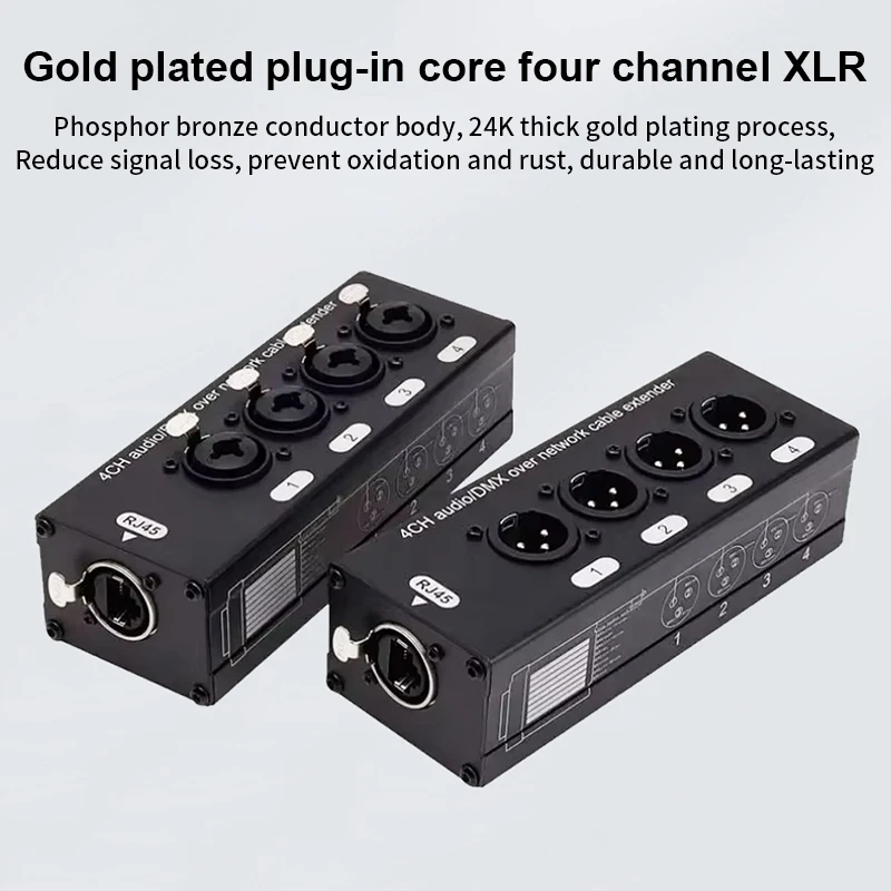 1Pair 4-Channel 3-Pin XLR Or 6.3Mm Audio And DMX Over Network Cable Extender, XLR Audio Network Extender Male+ Female