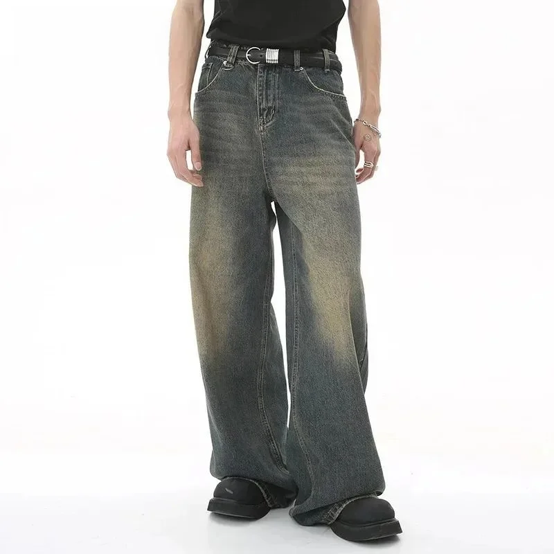 

IEFB Summer Men's Denim Pants Old Blue Waed M Jeans Str plus Size Fce Lined Thiened Collar Nine Points Sve
